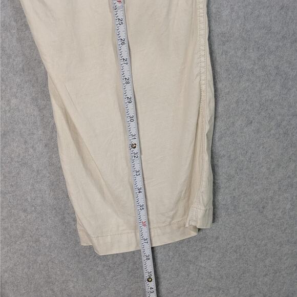 Soft Surroundings Cream Baggy Linen Blend Straight Leg Pockets Drawstring  Sz 12 - Picture 10 of 14